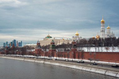 Moskova Kremlin, Kremlin dolgu ve Moskova, Rusya Moskova Nehri. Mimari ve Moskova'nın simgesel yapı
