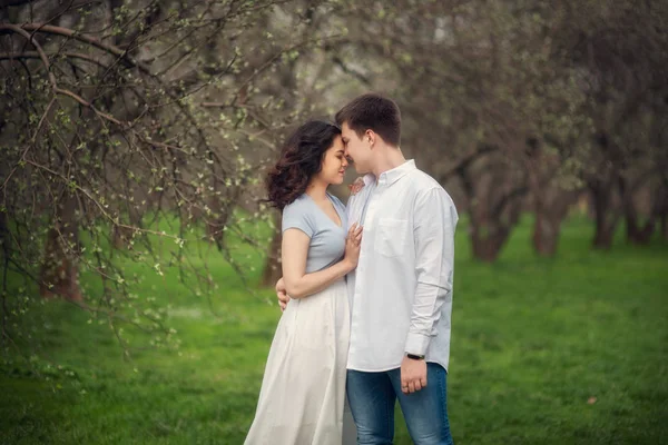 Pasangan Muda Jatuh Cinta Outdoor Couple Berpose Musim Panas Lapangan — Stok Foto