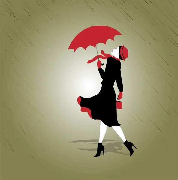 Женщина под дождем — стоковый вектор