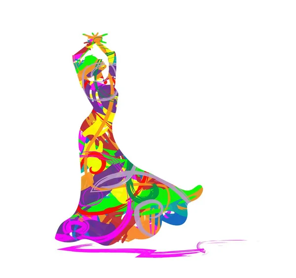 Силуэт танцовщицы фламенко — стоковый вектор