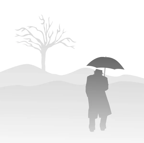 Homme avec parapluie — Image vectorielle