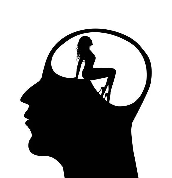 Woman in a man's head — Stock Vector