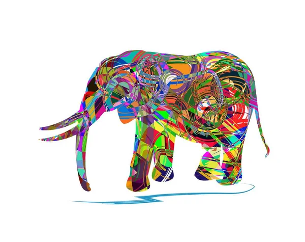 Olifant geïsoleerd op witte achtergrond. — Stockvector