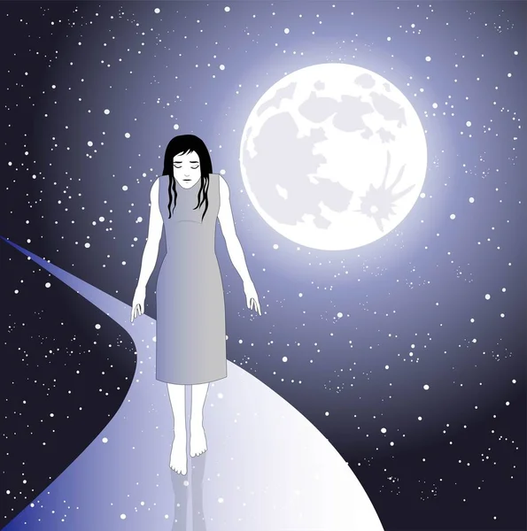 Alone woman walks in the space — Stock Vector