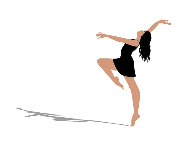 Ballerina Silhouet Een Witte Achtergrond Vector — Stockvector