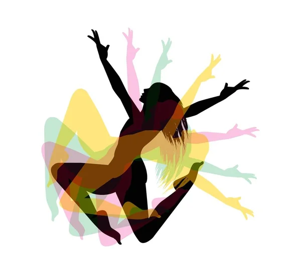 Silueta Bailarina Sobre Fondo Blanco Vector — Vector de stock