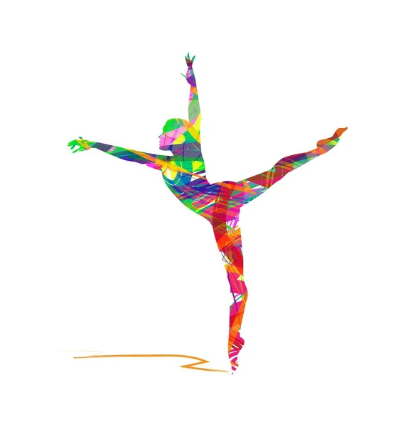 Illustration Vectorielle Silhouette Ballerine Sur Fond Blanc — Image vectorielle