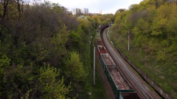 Довгий вантажного поїзда — стокове відео