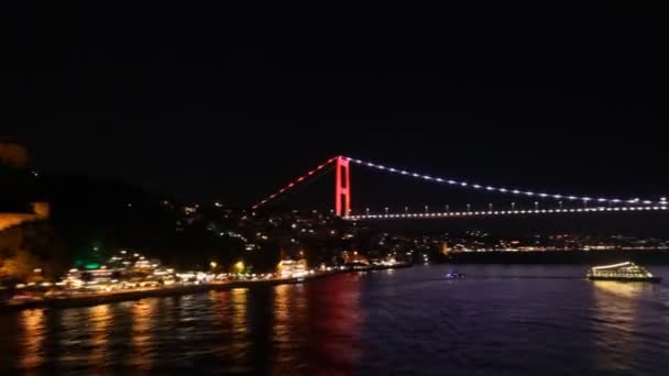 Bron i Istanbul på natten — Stockvideo