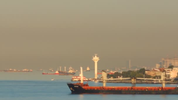 Freighter Sails Bosporus — Stock Video