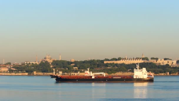 Freighter Sails Bosporus — Stock Video