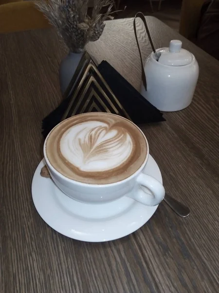 Filiżanka Cappuccino Kawy Stole Obraz Stockowy