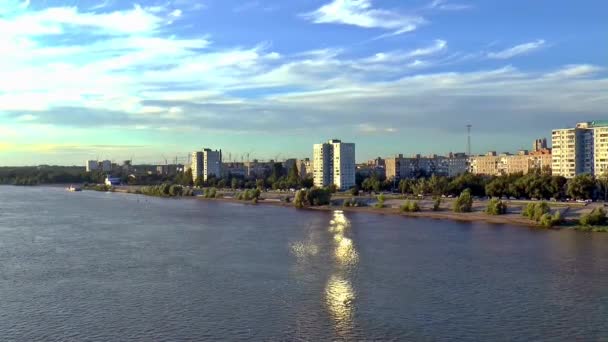 Rússia sibéria irtysh cidade do rio — Vídeo de Stock