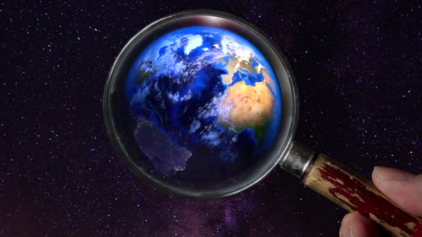 Magnifying glass search earth — Stock Video