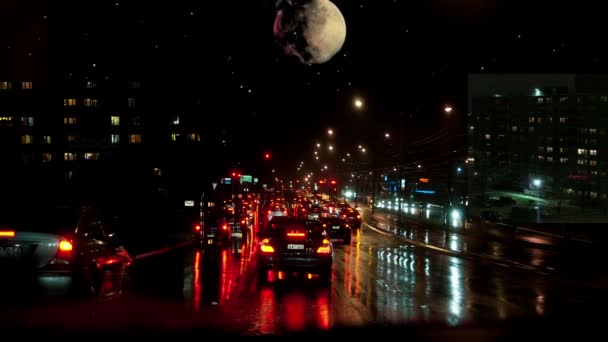Ville nuit lune fiction ciel mois — Video