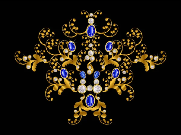 Αξεσουάρ Χρυσό Λευκά Και Μπλε Διαμάντι — Διανυσματικό Αρχείο