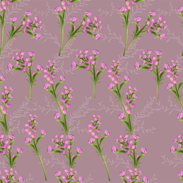 Patrón Sin Costura Flor Con Ilustración Vector Flor Púrpura — Vector de stock