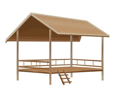 Beyaz arka planda ahşap ev yapısı