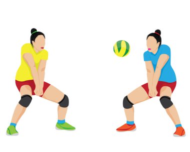 Kadınlar voleybol oynarken beyazlar izole edilmiş