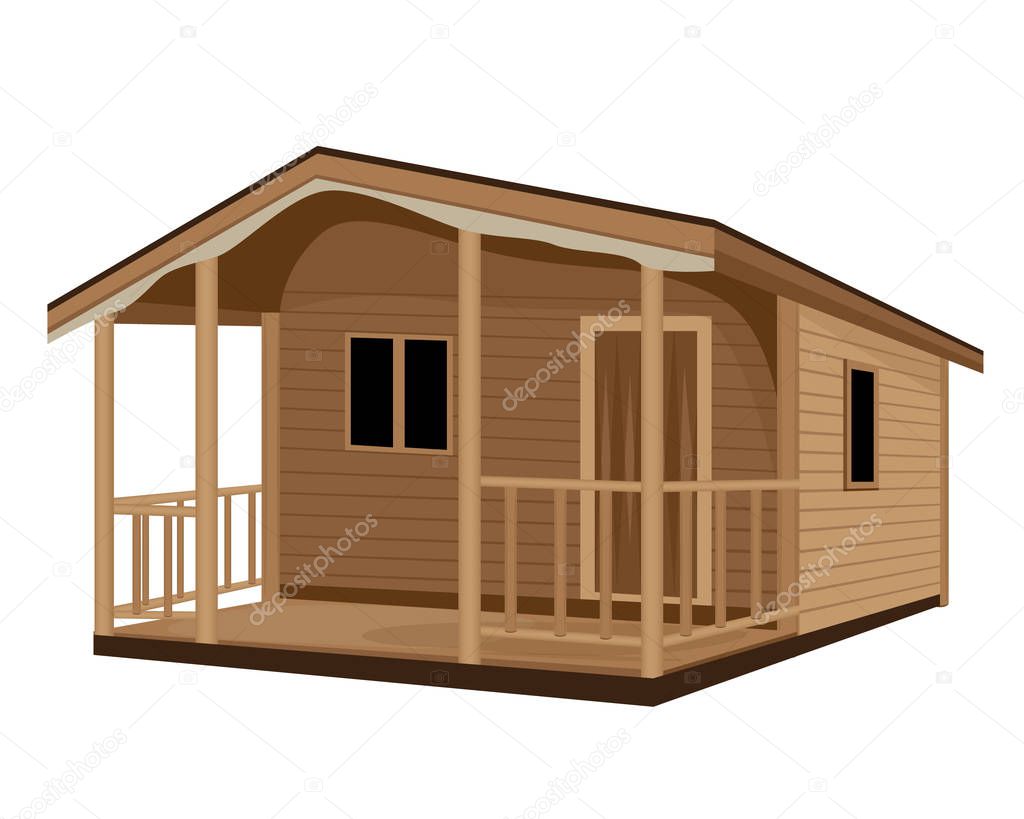 wooden house construction on white background