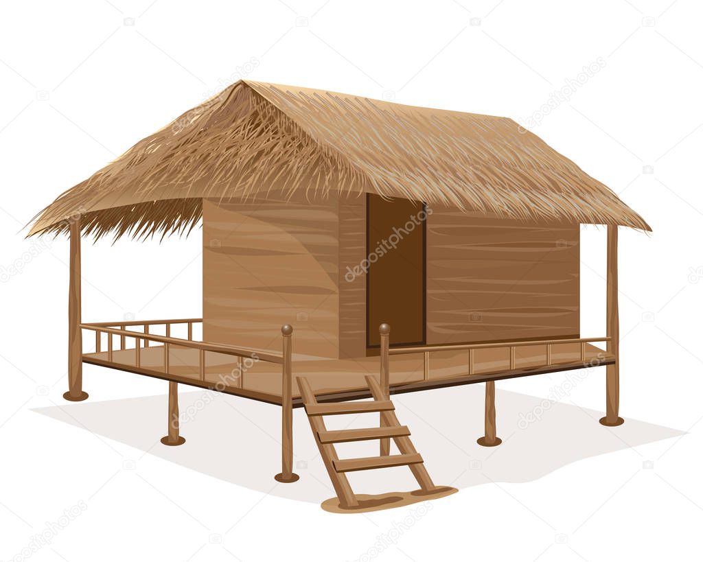 straw hut on white background vector design