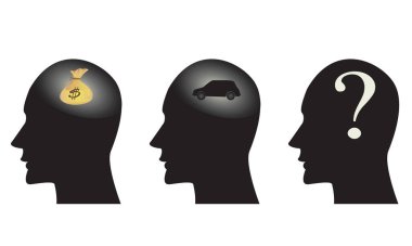 human heads and man silhouette. vector illustration clipart