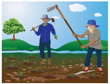 tarımsal çiftçi renk vektör tasarımı teması