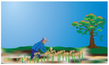 tarımsal çiftçi renk vektör tasarımı teması