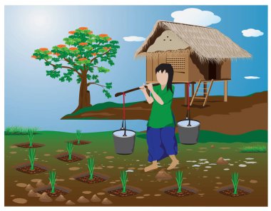 tarımsal çiftçi renk vektör tasarımı teması