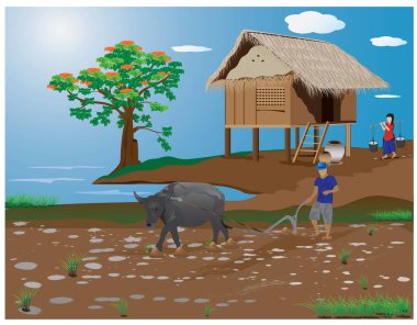 tarımsal çiftçi renk vektör tasarımı teması