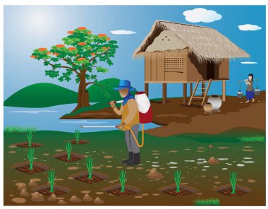 tarımsal çiftçi renk vektör tasarımı teması