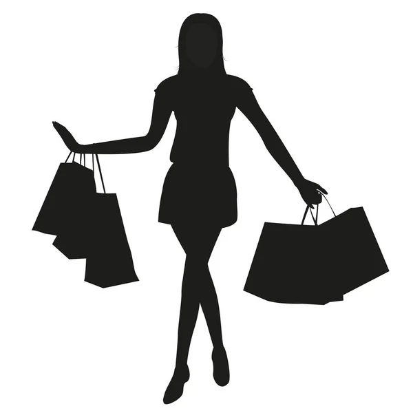 Clip Art Illustration of the Silhouette of a Woman with Shopping ...
