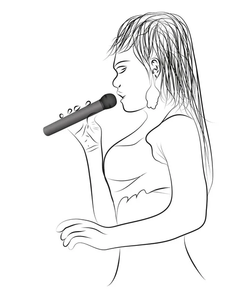 Векторна Ілюстрація Дівчини Яка Співає Мікрофоні — стоковий вектор