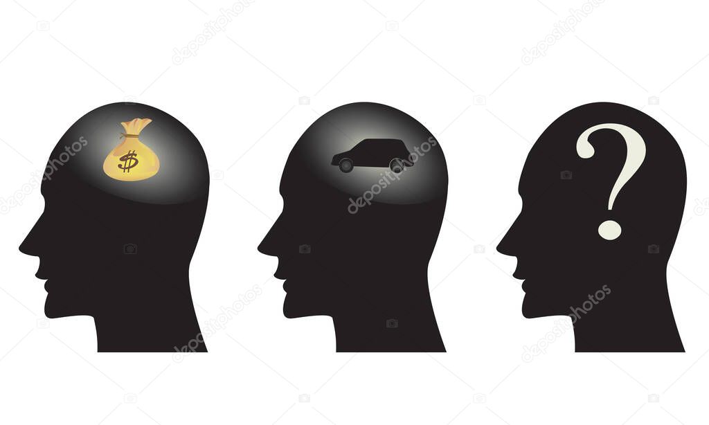 human heads and man silhouette. vector illustration