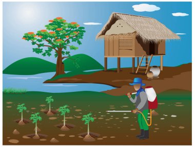 tarımsal çiftçi renk vektör tasarımı teması