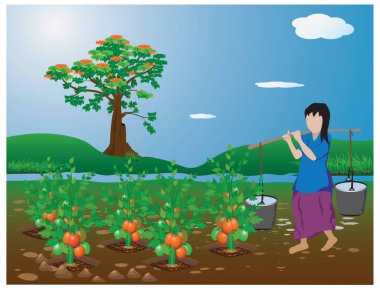 tarımsal çiftçi renk vektör tasarımı teması