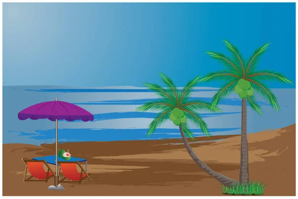 Vector Color Playa Resort Ilustración — Archivo Imágenes Vectoriales