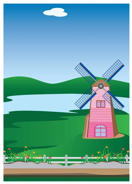农场矢量设计中的风力涡轮机 — 图库矢量图片