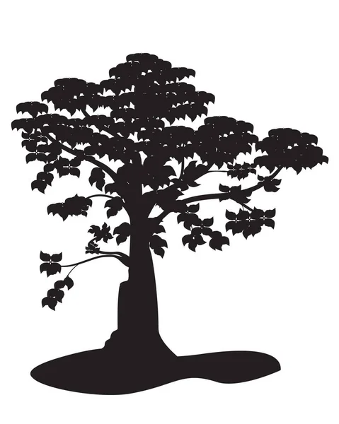 Vector Silhouette Tree Black White Illustration — Stock Vector