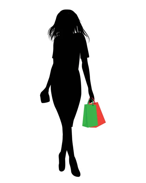 Mujer Sosteniendo Bolsas Aisladas Blanco — Vector de stock