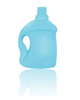Beyaz zemin üzerinde mavi plastik şişenin vektör çizimi