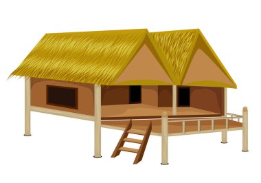 Beyaz arkaplan vektör tasarımında izole edilmiş saman kulübesi