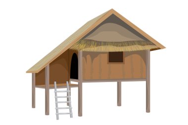 Beyaz arkaplan vektör tasarımında izole edilmiş saman kulübesi