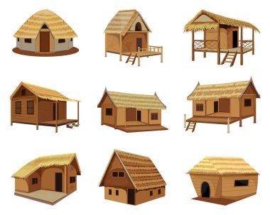 isolate straw hut vector design clipart