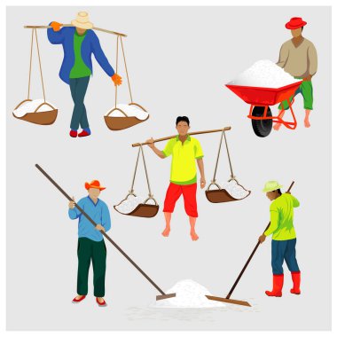 Tuzlu bir grup farklı insanın vektör çizimi 