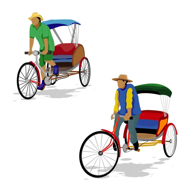 Hombre Trabajo Aislado Diseño Vector Bicicleta Tres Ruedas — Vector de stock