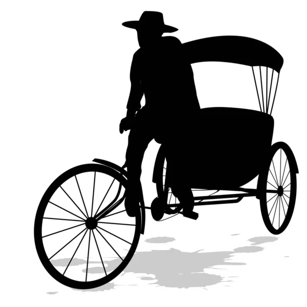 Silueta Trabajo Hombre Tres Ruedas Bicicleta Vector Diseño — Archivo Imágenes Vectoriales