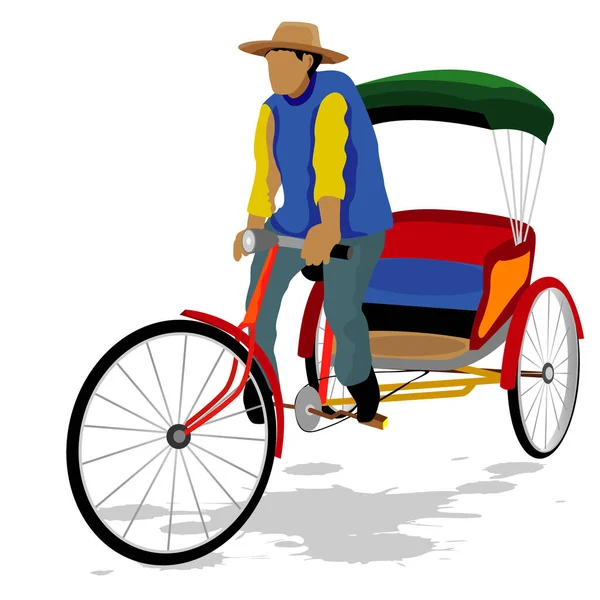 Lavoro Uomo Tre Ruote Bicicletta Vettoriale Design — Vettoriale Stock