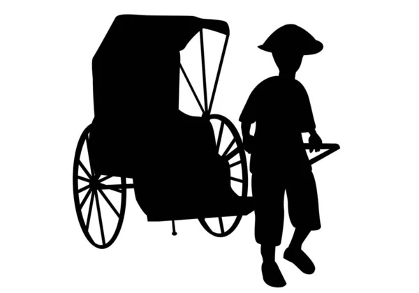 Vektor Illustration Einer Zeichentrickfigur Eines Mannes Mit Einem Einkaufswagen — Stockvektor