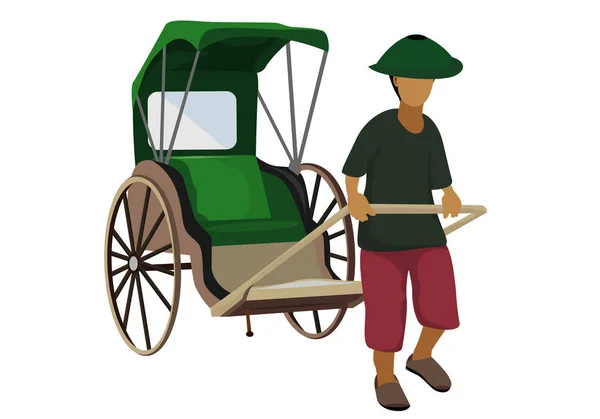 Vector Illustration Cartoon Character Man Cart — Stock Vector